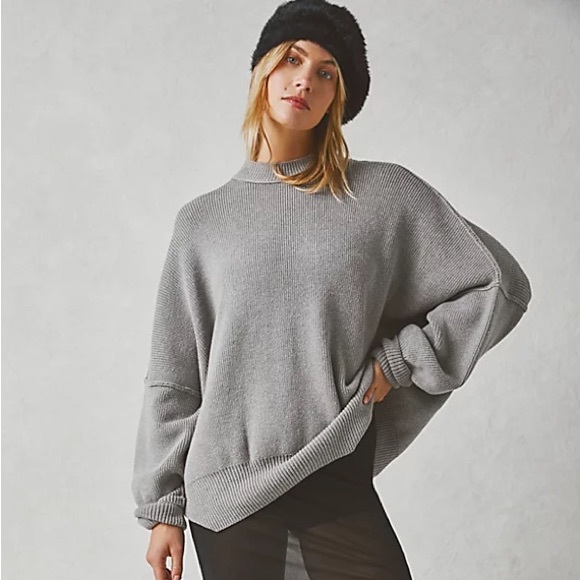 Free People Sweaters - Free People Easy Street Tunic Oversized Sweater in Heather Gray-Still Full Price